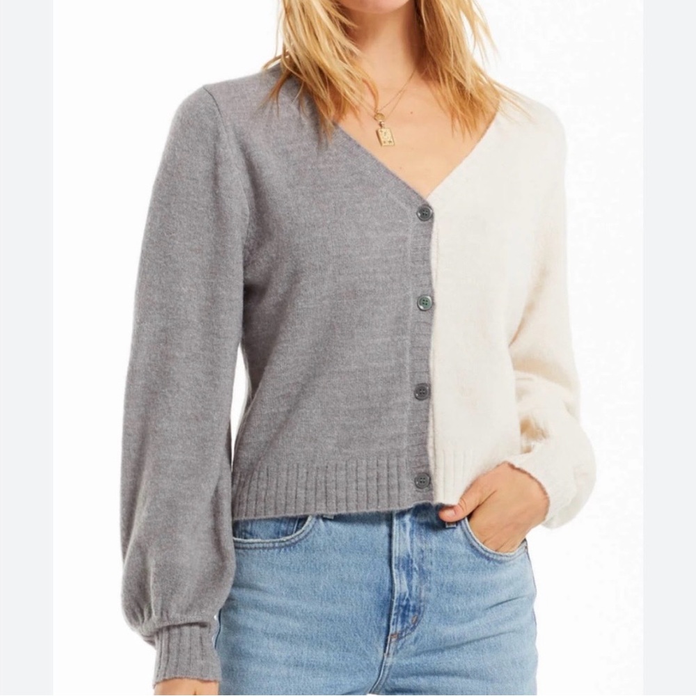 Z Supply Gray and Cream Cardigan